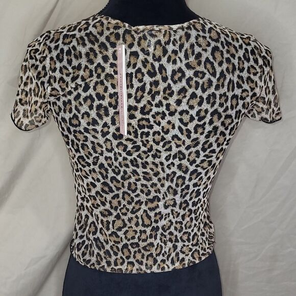 NWT Aqua sheer leopard print cropped tee - Picture 2 of 4